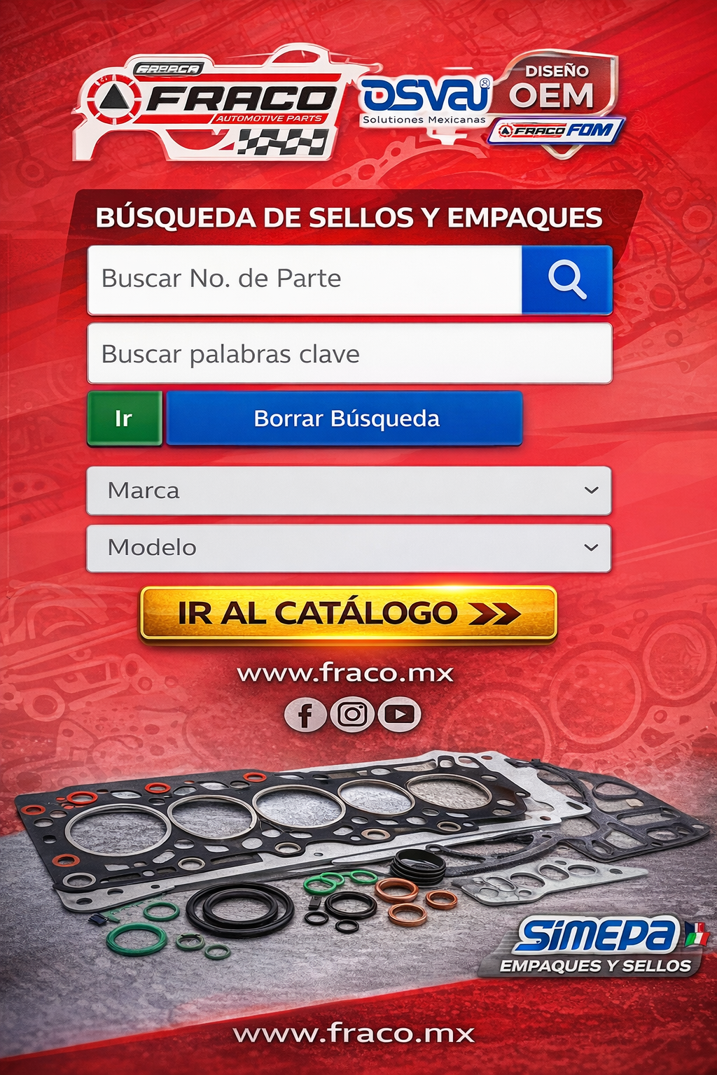 catalogo electronico de fraco simepa para empaques y sellos para automoviles o vehiculos