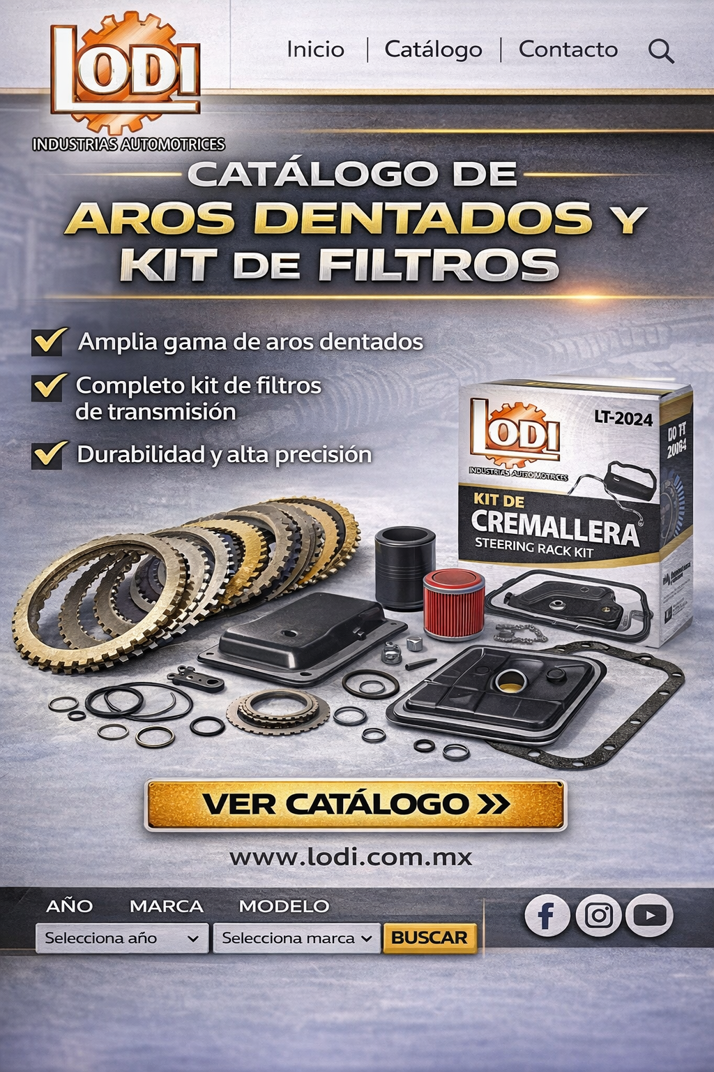 catalogo electronico lodi de aros dentados y kit de filtros para automoviles